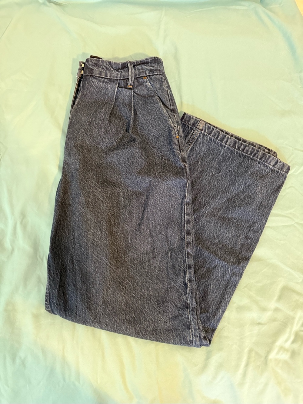 Abercrombie & Fitch Women's Wide Leg Trouser Jeans - Dark Blue